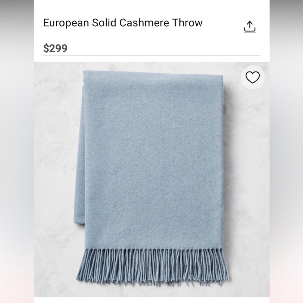 Williams Sonoma Cashmere throw Blanket excellent condition
